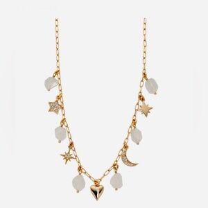 LUNA NORTE Celestial Charm Necklace With Genuine Moonstones NWTS